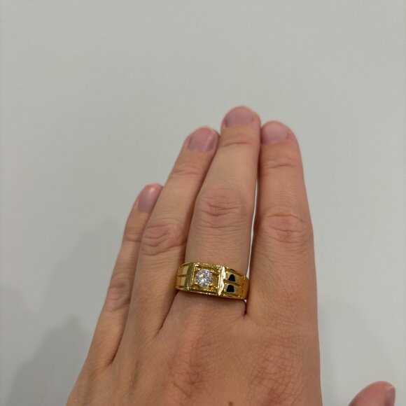 Men's Ring with Cubic Zirconia stone - size 9 - Picture 3 of 4